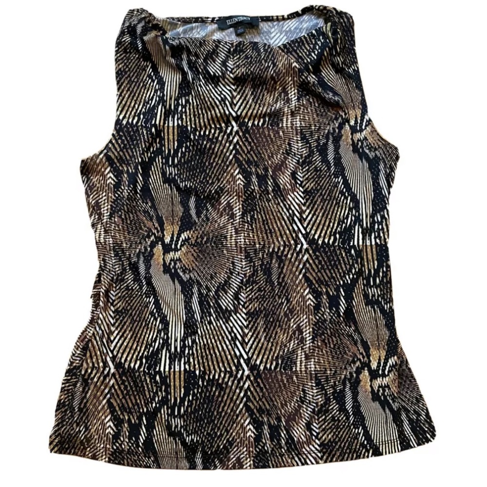 Ellen Tracy Drape Neck Sleeveless Top New with tags Neutral small